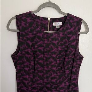 Calvin Klein Black and Purple Patterned Dress